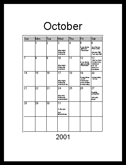 October 2001
